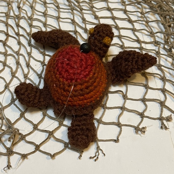 Crochet Brown & Rust Lava Bead Essential Oil Diffuser Sea Turtle Ornament SK - Picture 2 of 5